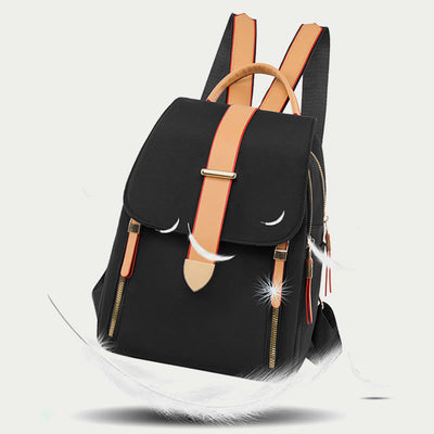 Nylon Backpack For Women Solid Color Large Capacity Leisure Bag