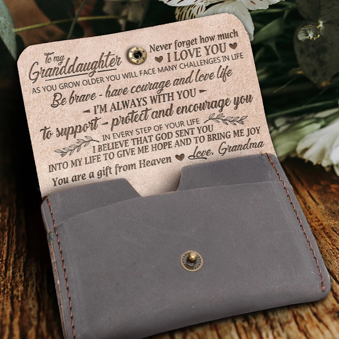 Clamshell Wallet Words Engrave Purse For Family Warm Gift