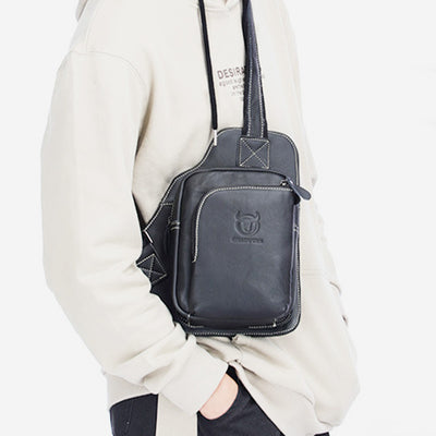 Large Capacity Genuine Leather Sling Bag