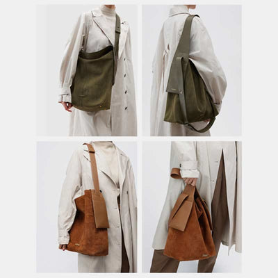 Magnetic Shoulder Bag for Women Daily Large Capacity Leather Tote