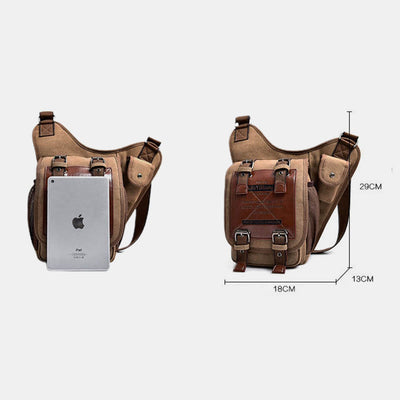 Crossbody Bag For Men Retro Multifunctional Canvas Daily Messenger Bag