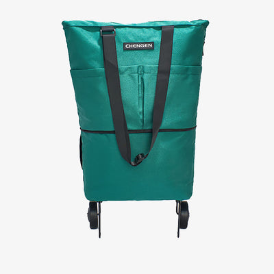 Supermarket Rolling Tote Detachable Foldable Wheels Shoulder Purse For Women