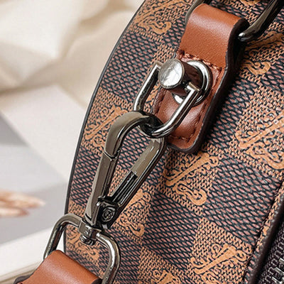 Top-handle Bag For Women Vintage Wide Strap Small Round Bag