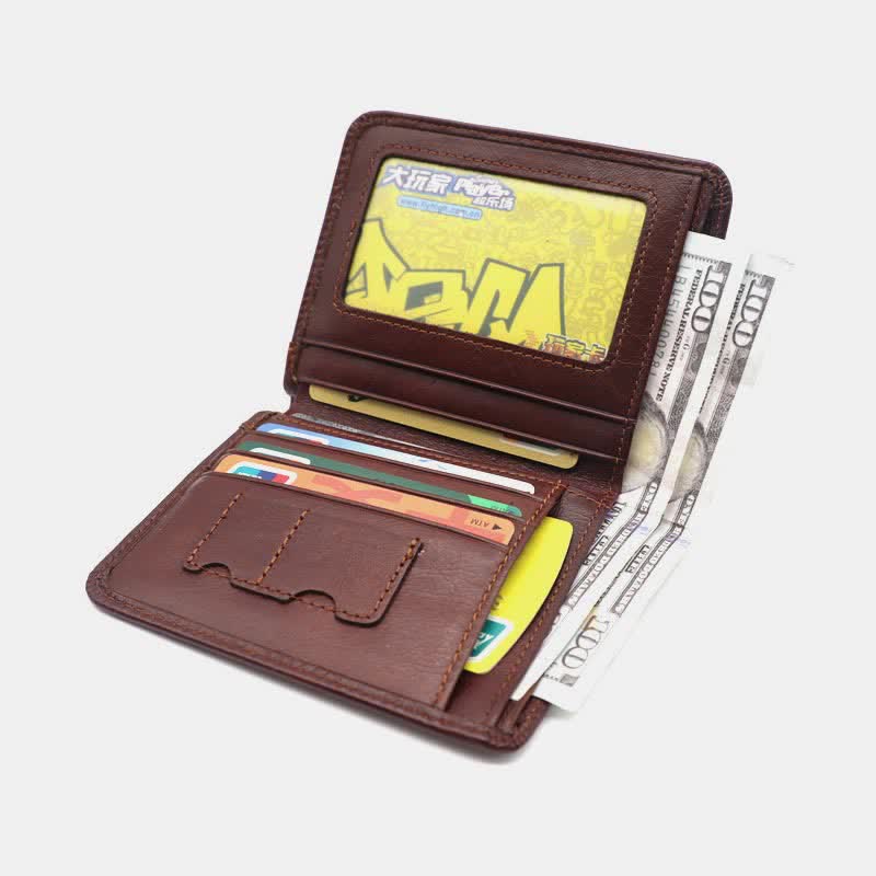 Men's Genuine Leather RFID Blocking Front Pocket Wallet Card Holder