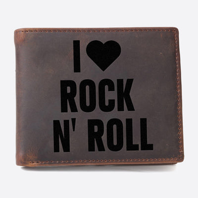 I Love Rock N Roll Engrave Wallet For Men RFID Purse