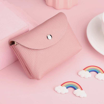 Genuine Leather Coin Purse Mini Wallet Card Holder with Zipper Pocket