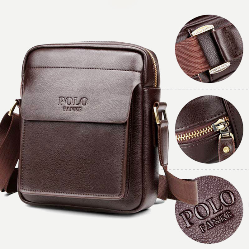 Men's Leather Shoulder Bag Crossbody Bag Small Messenger Bag for Work Business