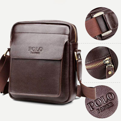 Men's Leather Shoulder Bag Crossbody Bag Small Messenger Bag for Work Business