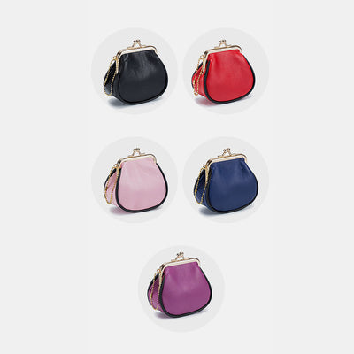 Mini Leather Coin Purse Vintage Pouch Kiss-Lock Change Purse Wallets