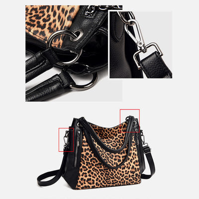 Leopard Zebra Print Tote For Women Vegan Leather Large Handbag