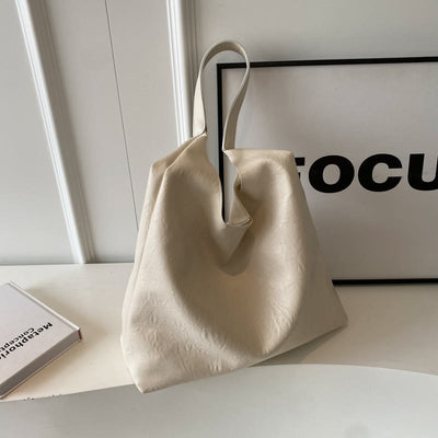 Large Tote Women Minimalist Solid Leather Commuter Shoulder Purse