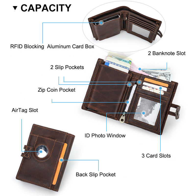 Roomy Leather Airtag Wallet