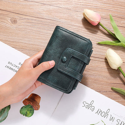 Wallet For Women Retro Slim Leather RFID Shopping Purse