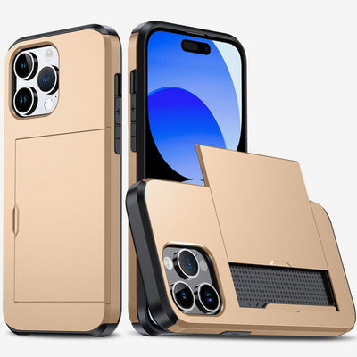 Iphone Slide Card Phone Case 2 In 1 Anti Fall Wallet Case for iPhone 14/15/16