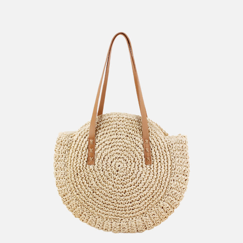 Beach Bag for Women Simple straw Large Capacity round Handbag