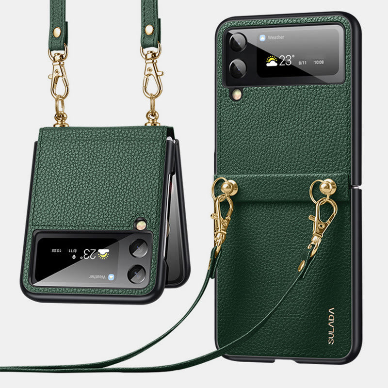 Crossbody Phone Case Samsung Z Flip 4 Folding Screen Leather Protective Cover