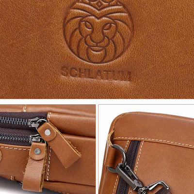 Genuine Leather Sling Bag for Men Vintage Crossbody Casual Hiking Daypack