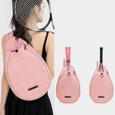 Racket Bag For Women Plaid Pattern Waterproof Polyester Crossbody Bag