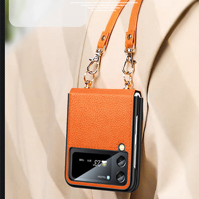 Crossbody Phone Case Samsung Z Flip 4 Folding Screen Leather Protective Cover