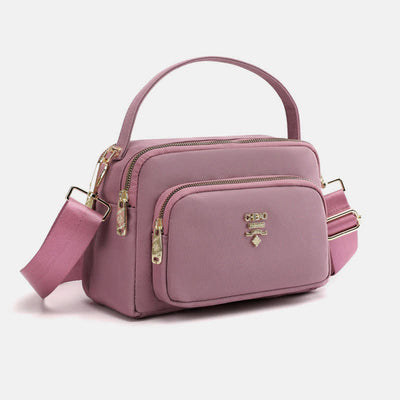 Triple Zip Crossbody Bag for Women Waterproof Lightweight Nylon Shoulder Handbag