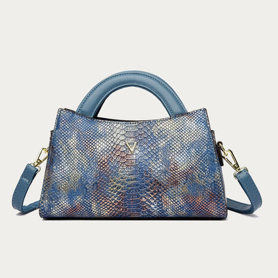 Top-Handle Bag For Women Snakeskin Grain Shape Elegant Crossbody Bag