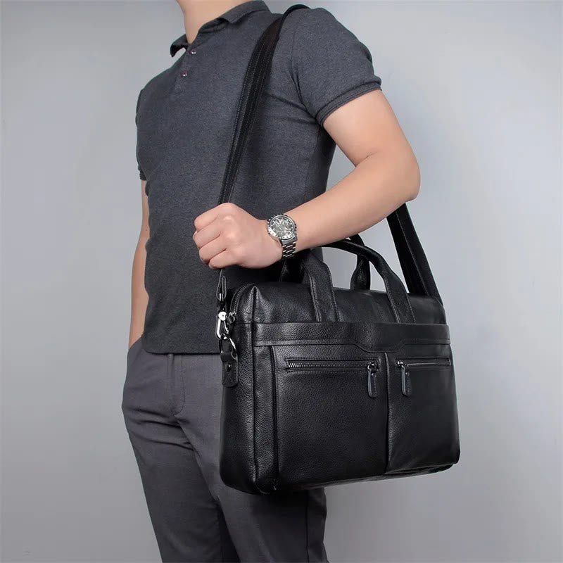 Business Briefcase Messenger Bag For Men Genuine Leather Laptop Bag