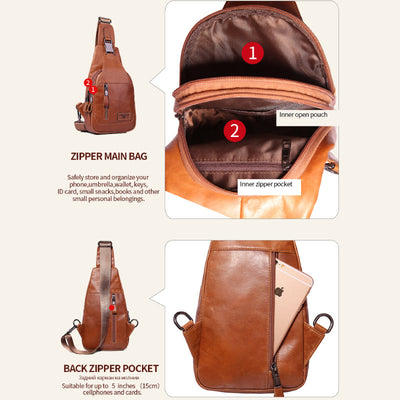 Vintage Genuine Leather Multi-function Sling Bag