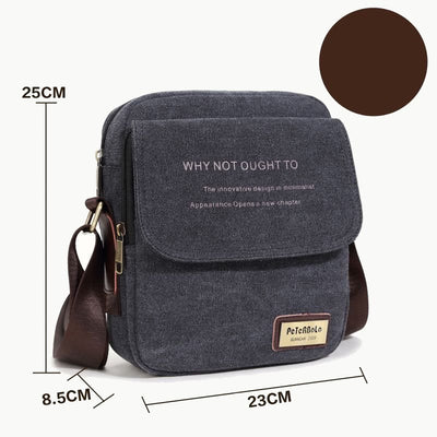 Men's Thicken Canvas Bag Durable Wide Strap Crossbody Shoulder Bag