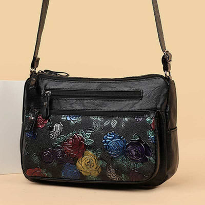Women Multi-pocket Floral Crossbody Bag Roomy Shoulder Handbag Purses
