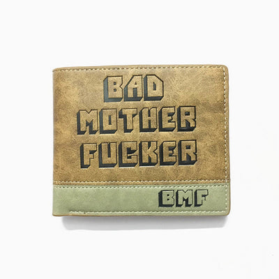 Bad Mother F**ker Wallet for Men Engraved Trifold PU Leather Wallet