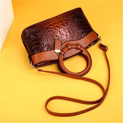 Large Capacity Vintage Embossing Crossbody Bag Top-Handle Bag