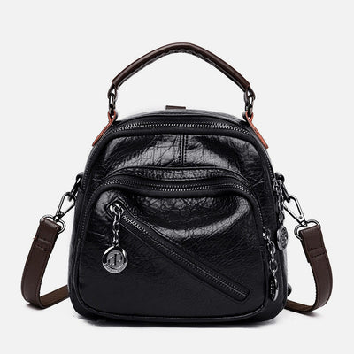 Multi-function Soft Faux Leather Shoulder Bag Convertible Backpack Purse
