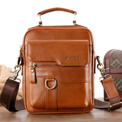 Genuine Leather Crossbody Bag Vintage Messenger Handbag for Men