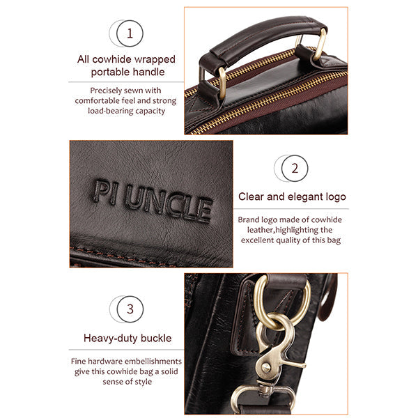 Genuine Leather Crossbody Bag Vintage Messenger Handbag for Men