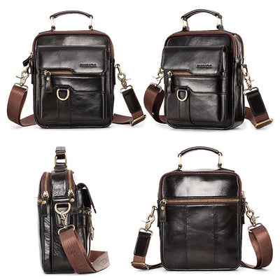 Genuine Leather Crossbody Bag Vintage Messenger Handbag for Men