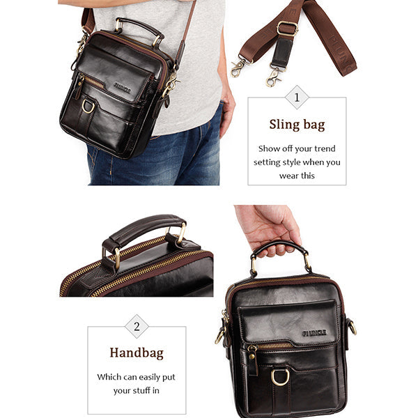 Genuine Leather Crossbody Bag Vintage Messenger Handbag for Men
