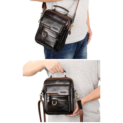 Genuine Leather Crossbody Bag Vintage Messenger Handbag for Men