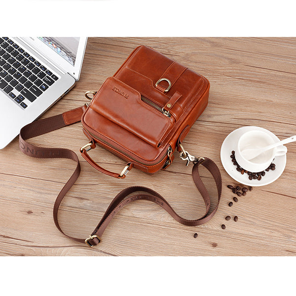 Genuine Leather Crossbody Bag Vintage Messenger Handbag for Men