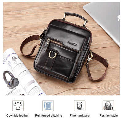 Genuine Leather Crossbody Bag Vintage Messenger Handbag for Men