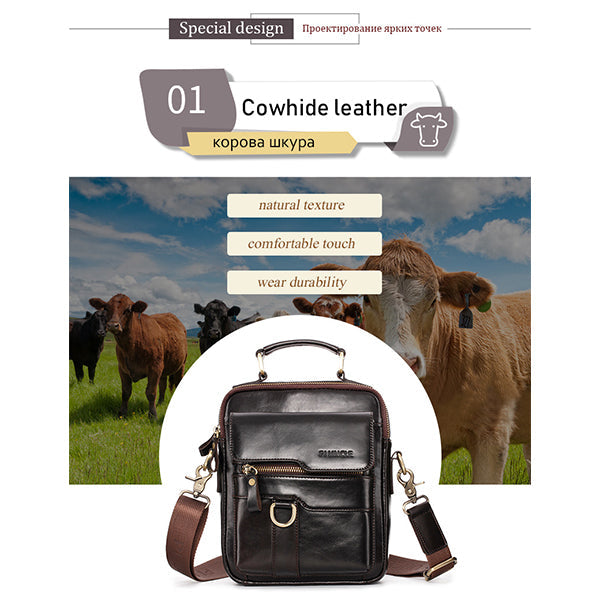 Genuine Leather Crossbody Bag Vintage Messenger Handbag for Men