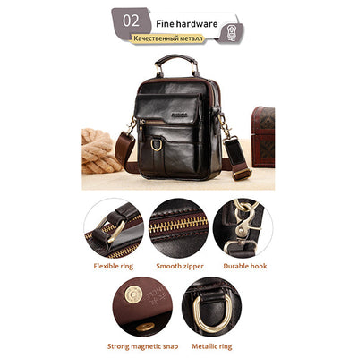 Genuine Leather Crossbody Bag Vintage Messenger Handbag for Men
