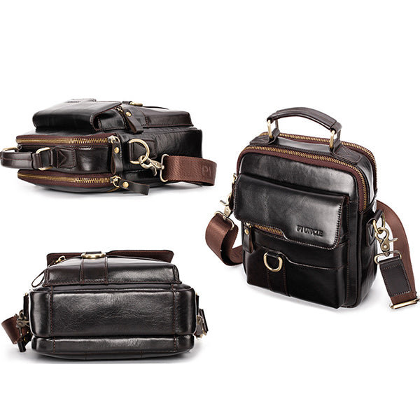 Genuine Leather Crossbody Bag Vintage Messenger Handbag for Men