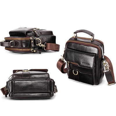 Genuine Leather Crossbody Bag Vintage Messenger Handbag for Men
