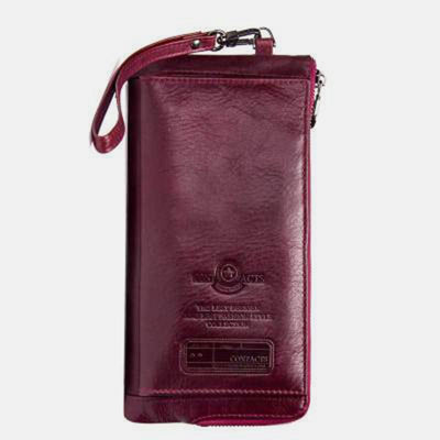 Genuine Leather Multifunction RFID Wristlet Wallet