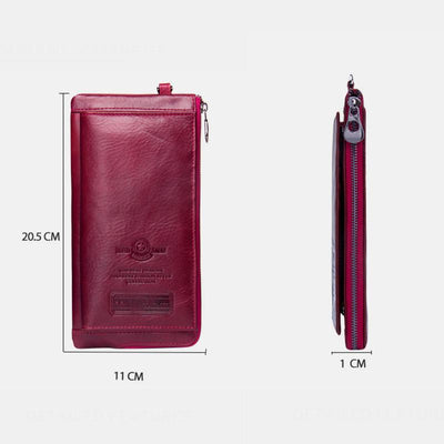 Genuine Leather Multifunction RFID Wristlet Wallet
