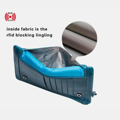 Genuine Leather Multifunction RFID Wristlet Wallet