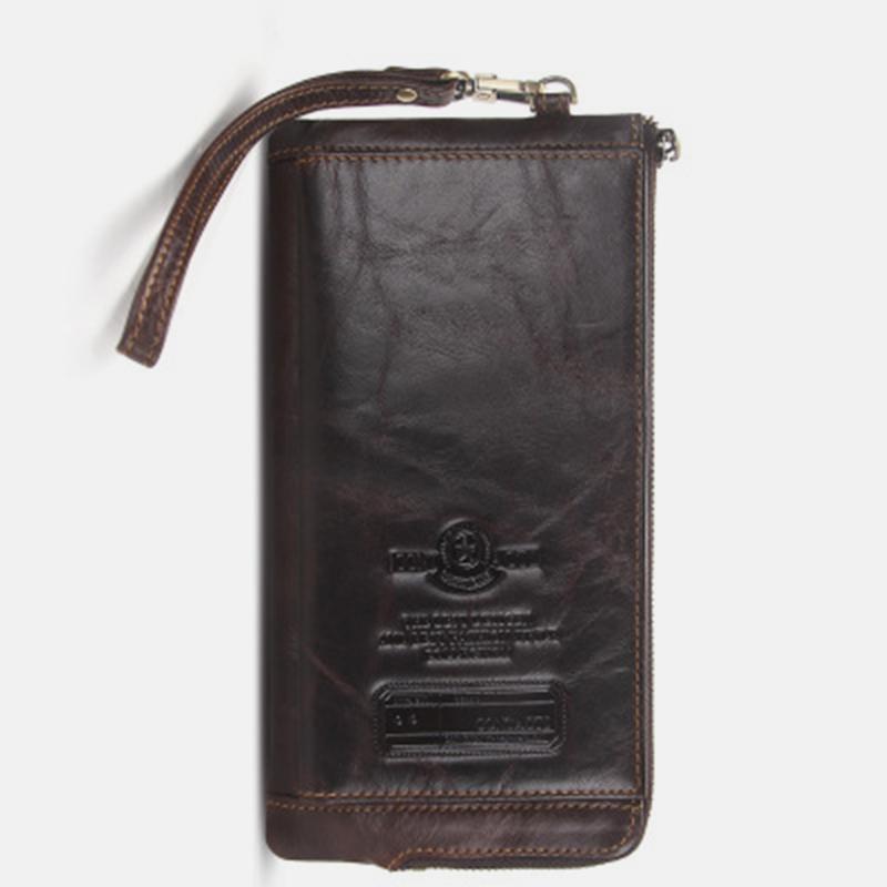 Genuine Leather Multifunction RFID Wristlet Wallet