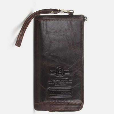 Genuine Leather Multifunction RFID Wristlet Wallet