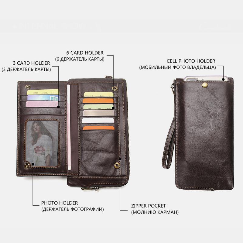 Genuine Leather Multifunction RFID Wristlet Wallet