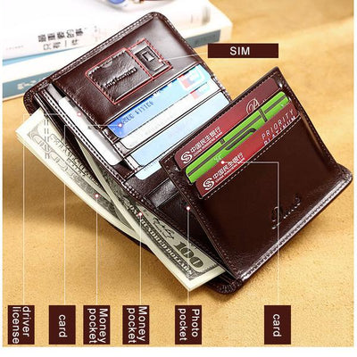 Genuine Leather RFID Anti-theft Vintage Wallet